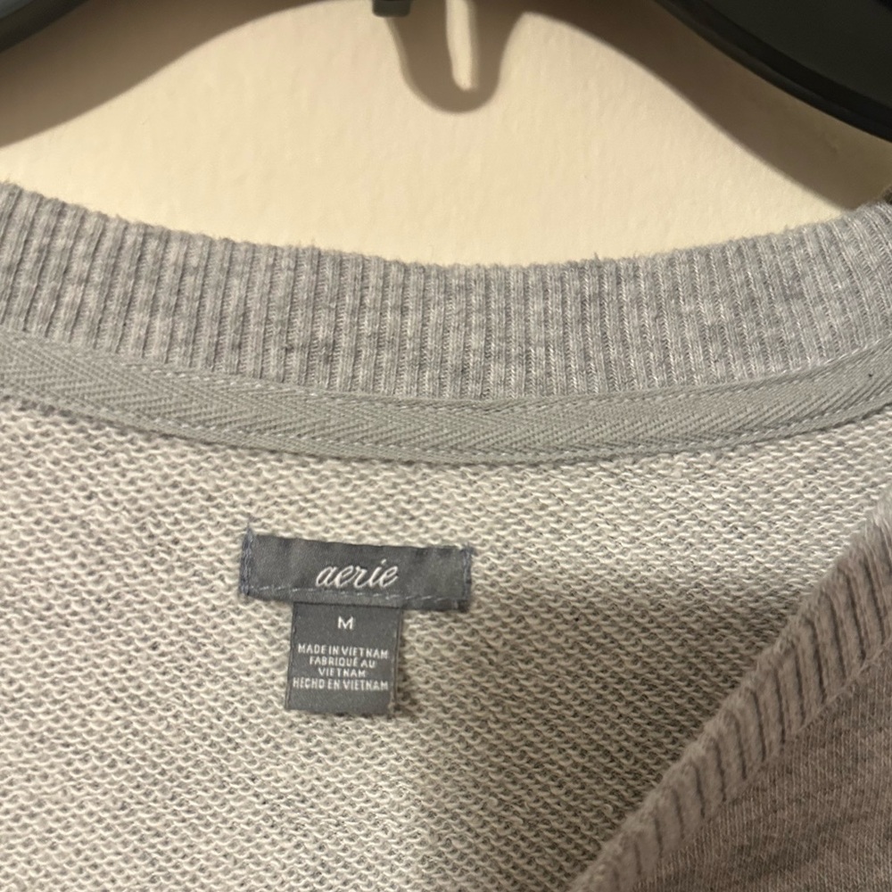 Aerie Gray Y2K Lace-Up Cottagecore Grunge Sweatshirt - Picture 2 of 4